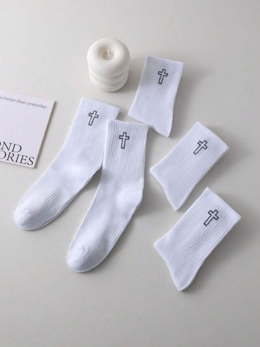 Mens Mid-Calf Socks With Cross - Embroidery Youtube avis et prix