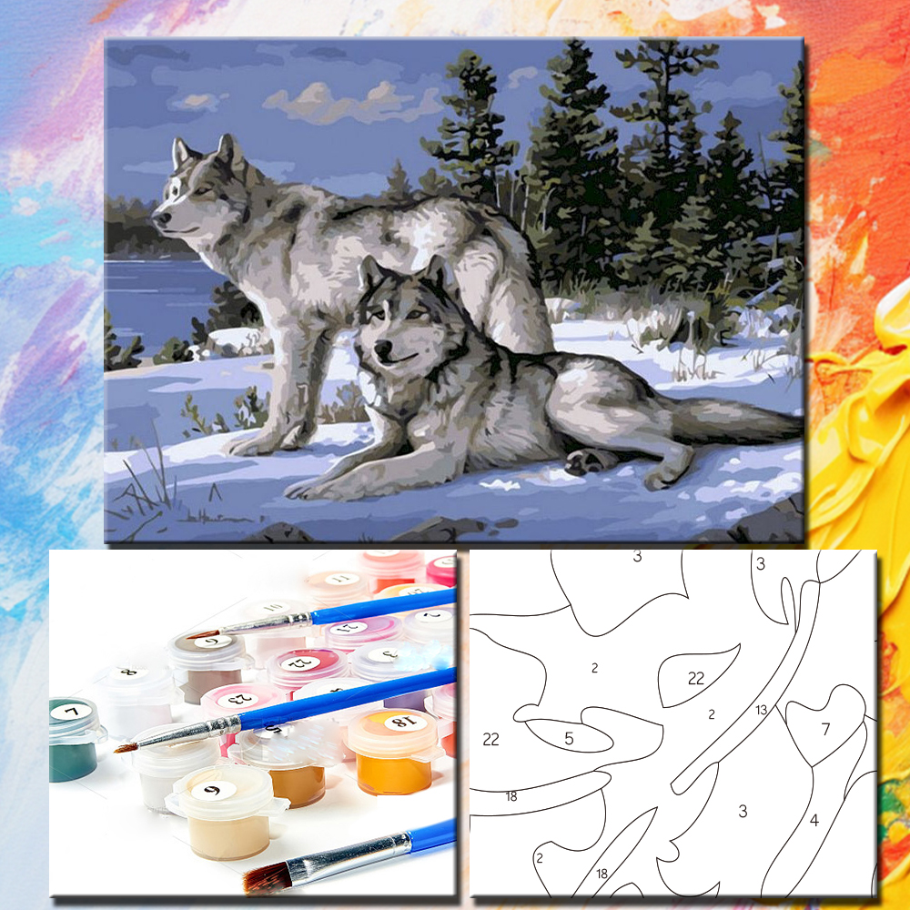 Painting By Numbers Wolf Oil P - Embroidery Translate avis et prix