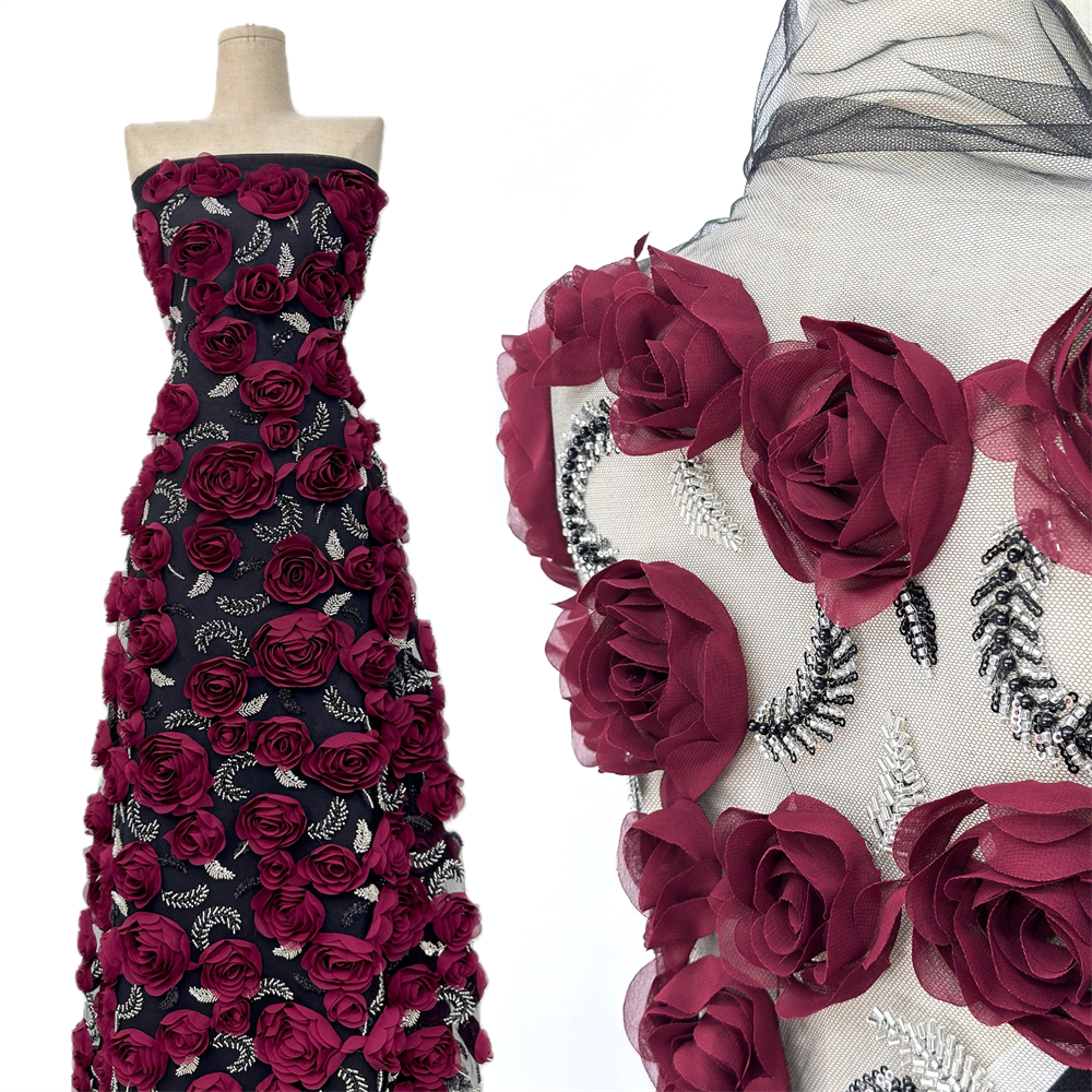 High quality,Beads With 3D Flo - Embroidery Net Fabric avis et prix