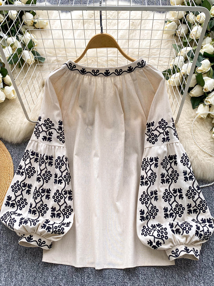 Women embroidered blouse autum - Embroidery On Shirt avis et prix