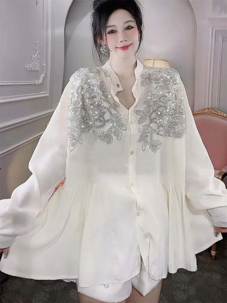 Transparent Flowers Embroidery - Embroidery Cardigan avis et prix