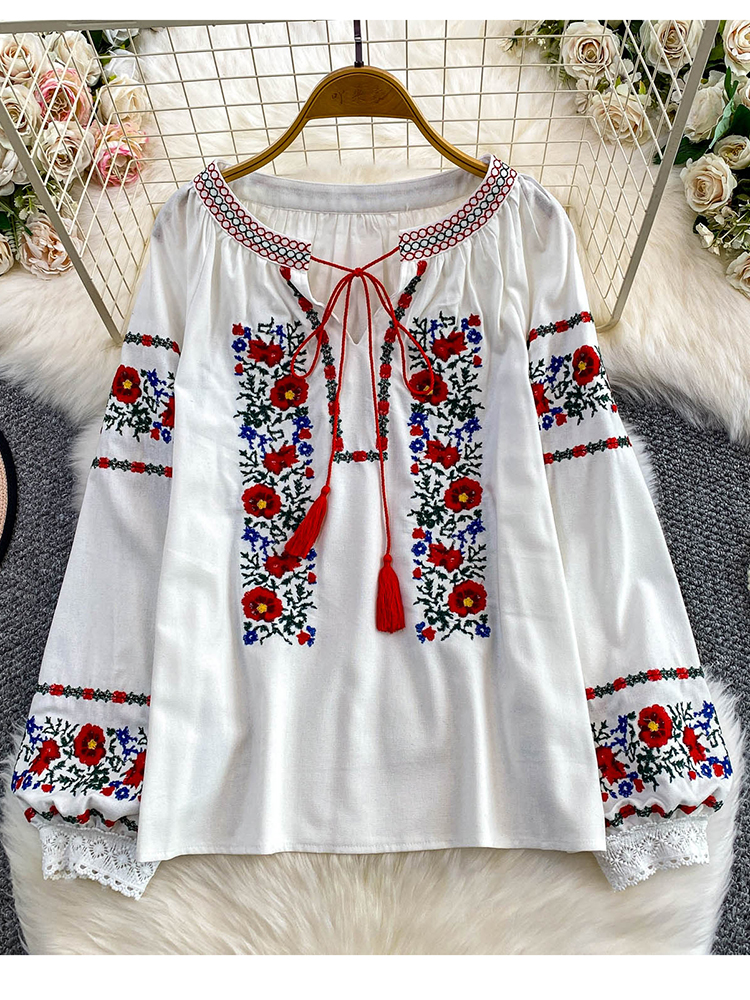 Women's Autumn Bohemian Blouse - Embroidery On Shirt avis et prix