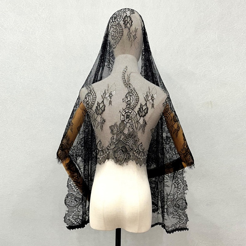 New Elegant Lace Scarf Hollow  - Embroidery Veil avis et prix