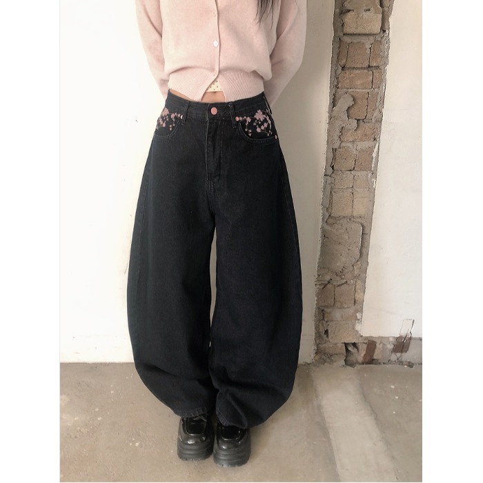 High Waist Sakura Embroidery W - Embroidery Jeans Sakura avis et prix