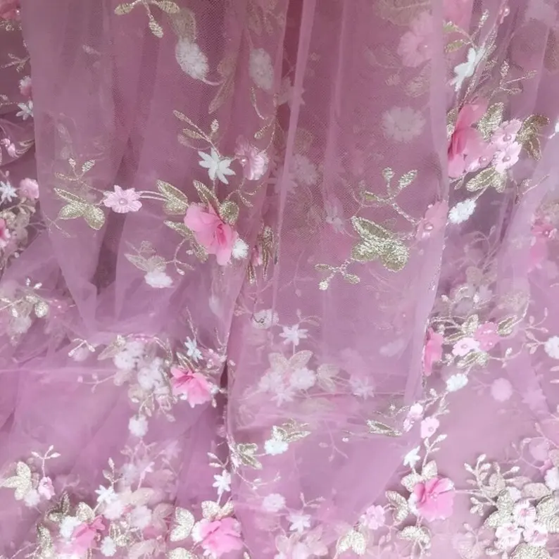 7 colors 3D chiffon flowers go - Embroidery Veil avis et prix