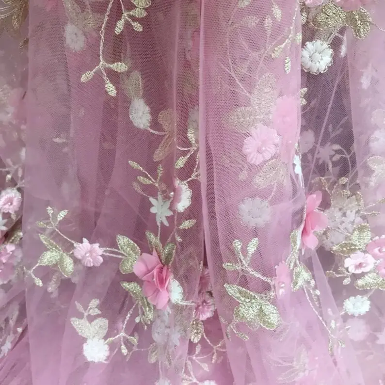 7 colors 3D chiffon flowers go - Embroidery Veil avis et prix