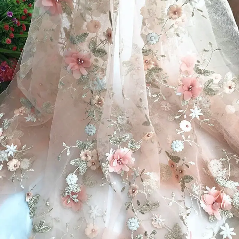 7 colors 3D chiffon flowers go - Embroidery Veil avis et prix