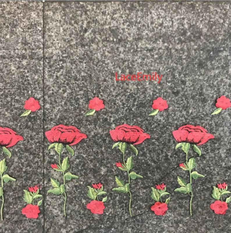 Red Rose Lace Fabric flower em - Embroidery Veil avis et prix