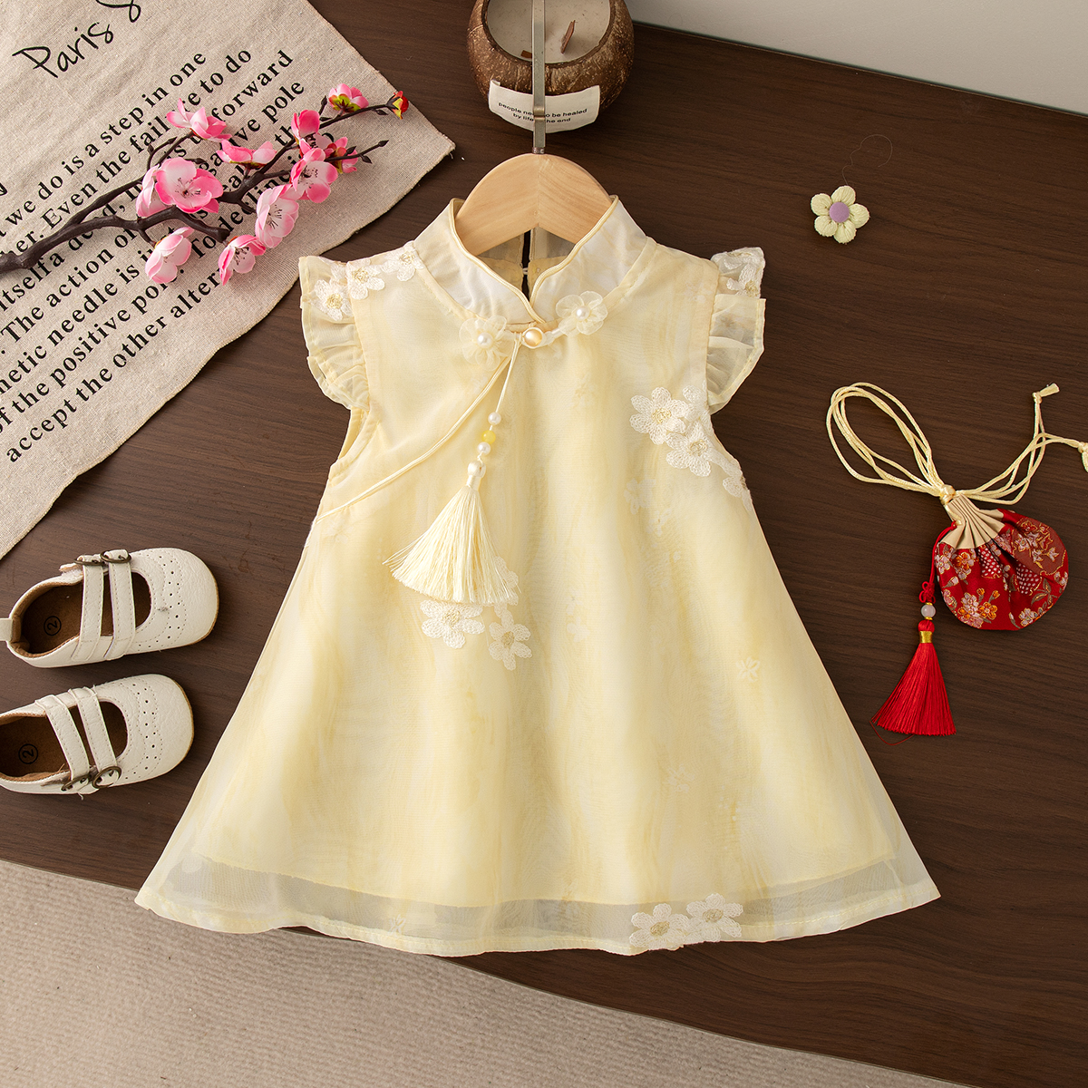 Summer New Baby Girl Yellow Dr - Embroidery Yellow Flower avis et prix