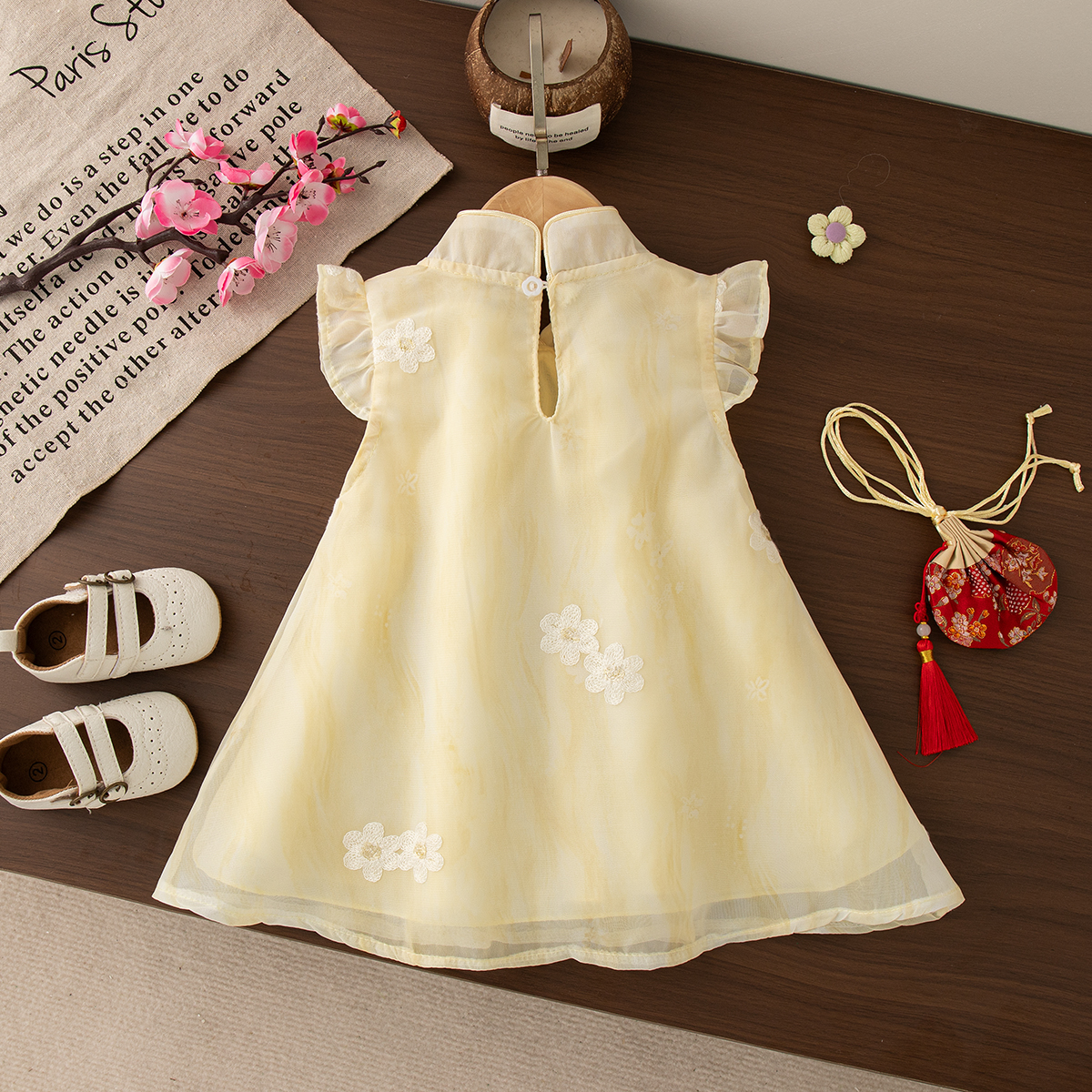 Summer New Baby Girl Yellow Dr - Embroidery Yellow Flower avis et prix
