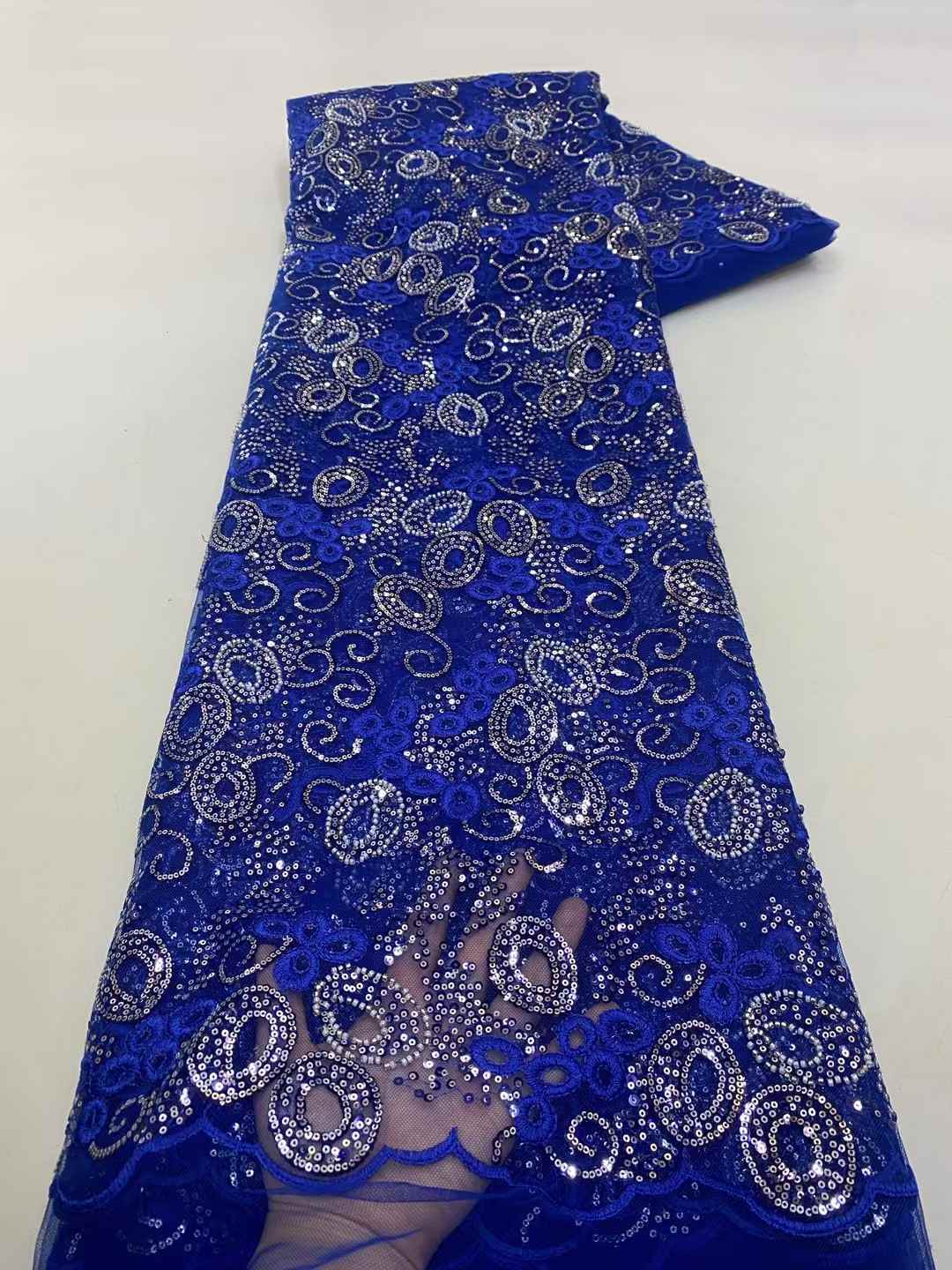 Blue African Tulle Lace Fabric - Embroidery Net Fabric avis et prix
