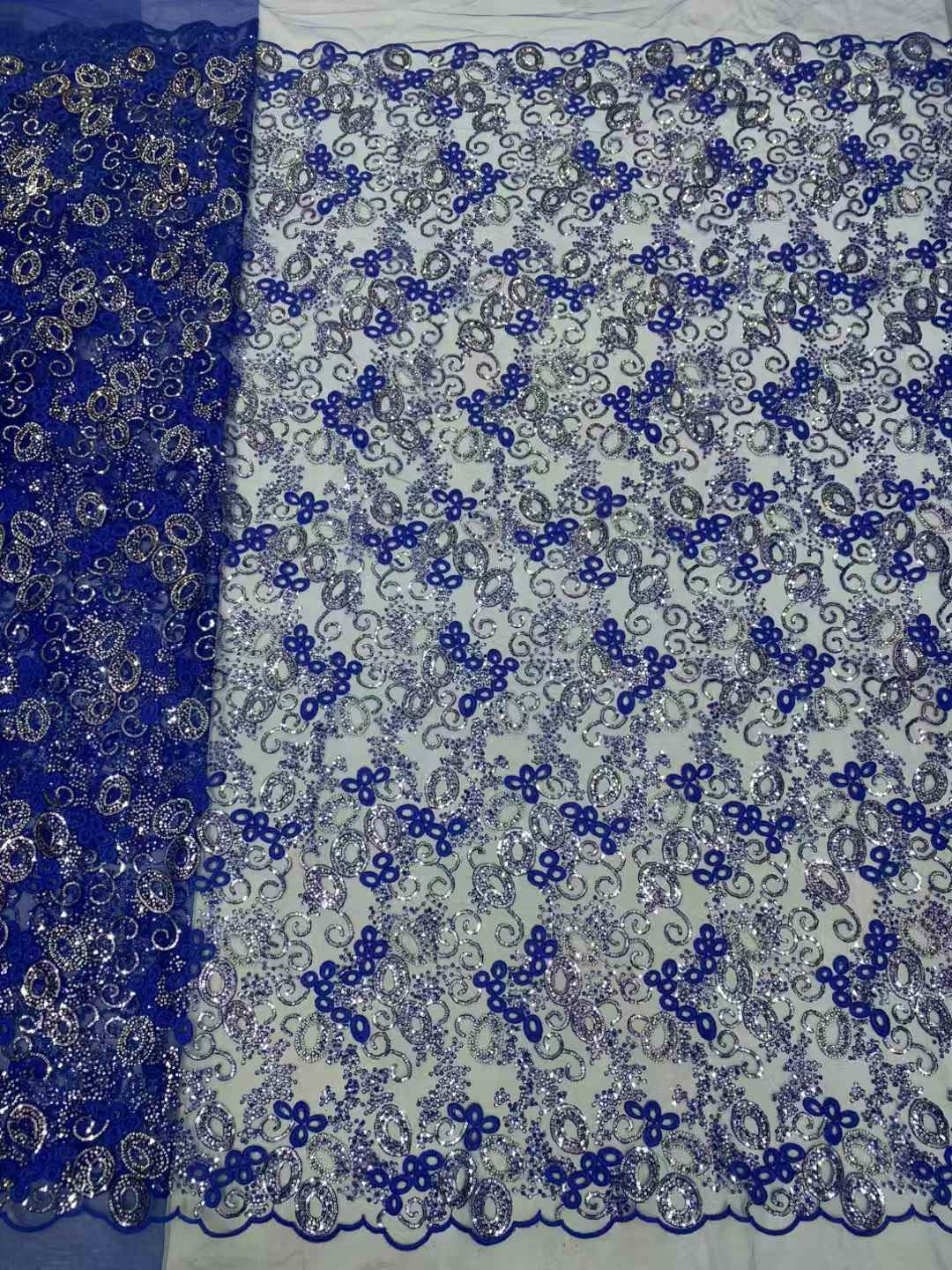 Blue African Tulle Lace Fabric - Embroidery Net Fabric avis et prix