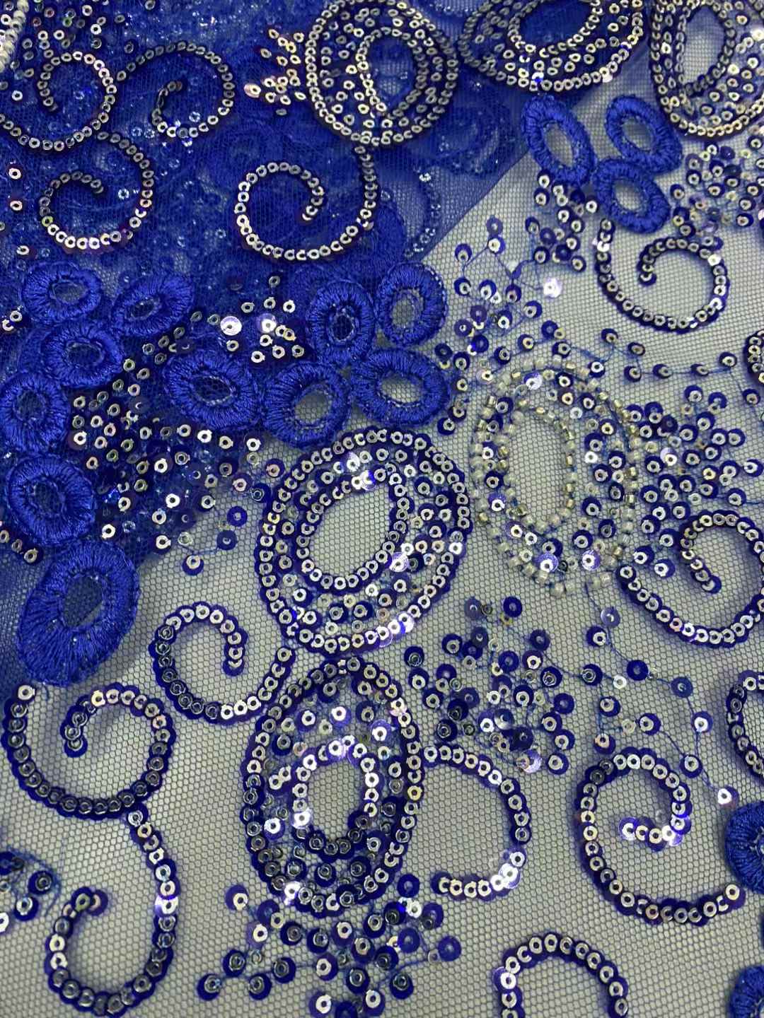 Blue African Tulle Lace Fabric - Embroidery Net Fabric avis et prix