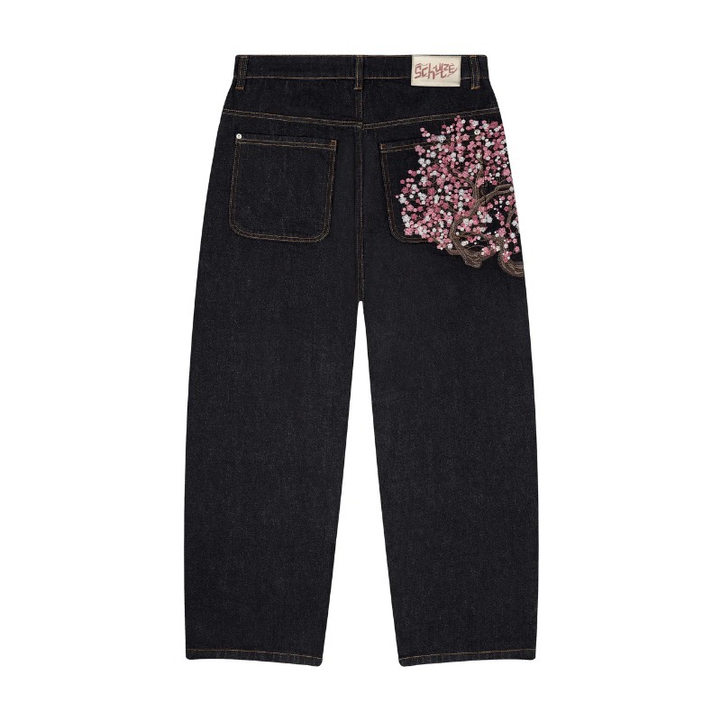 Mens Jeans Y2K Vintage Streetw - Embroidery Jeans Sakura avis et prix