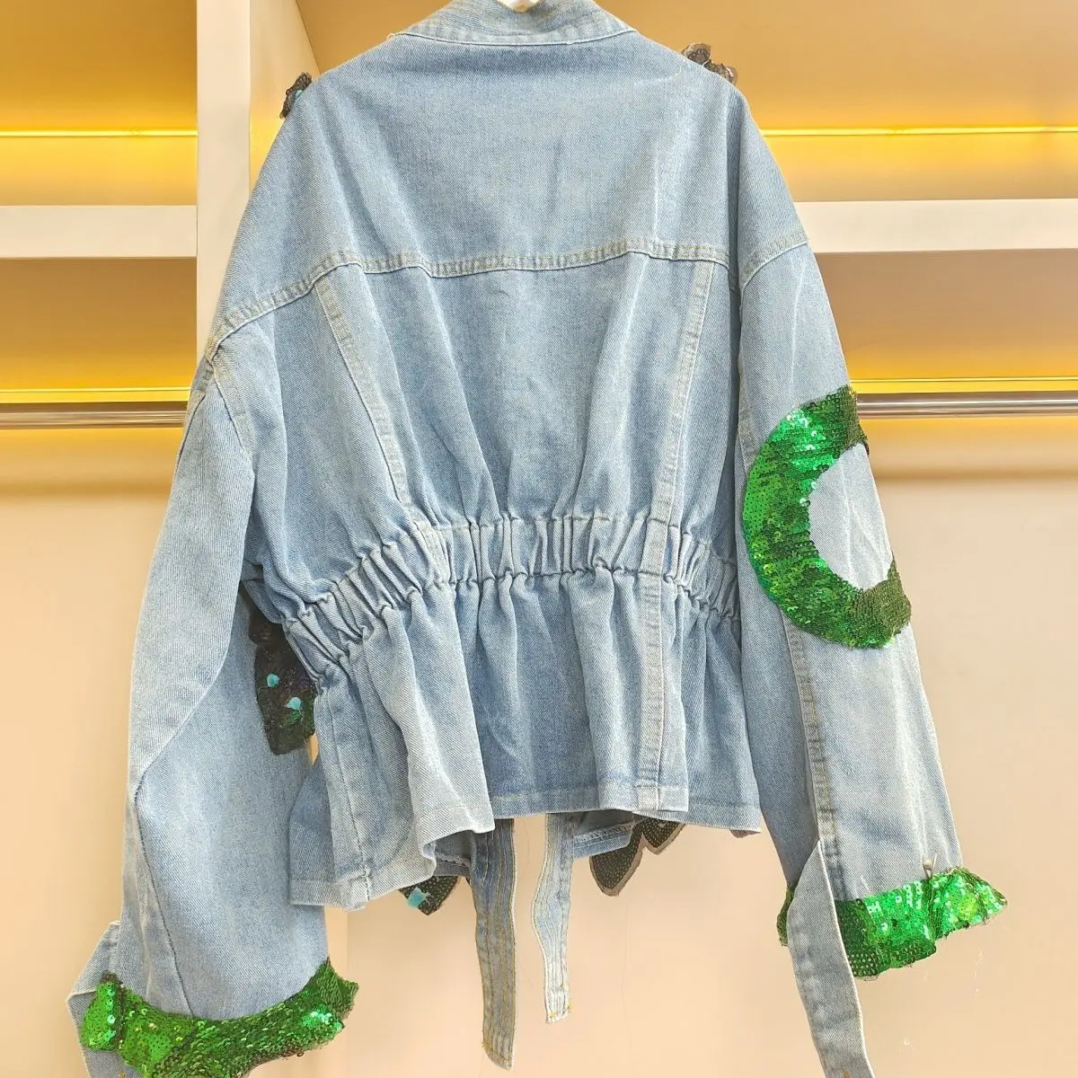 Women V-neck 3D Peacock Sequin - Embroidery Jeans Sakura avis et prix