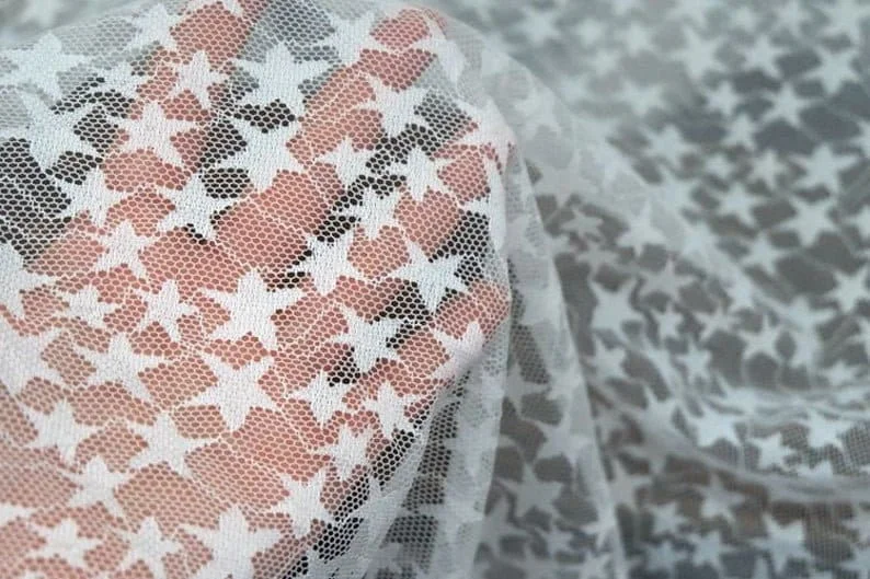 Black White Soft Star Embroide - Embroidery Veil avis et prix