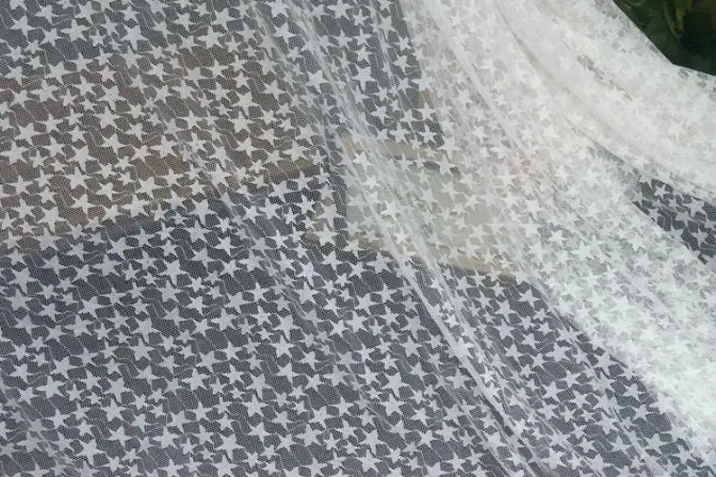 Black White Soft Star Embroide - Embroidery Veil avis et prix