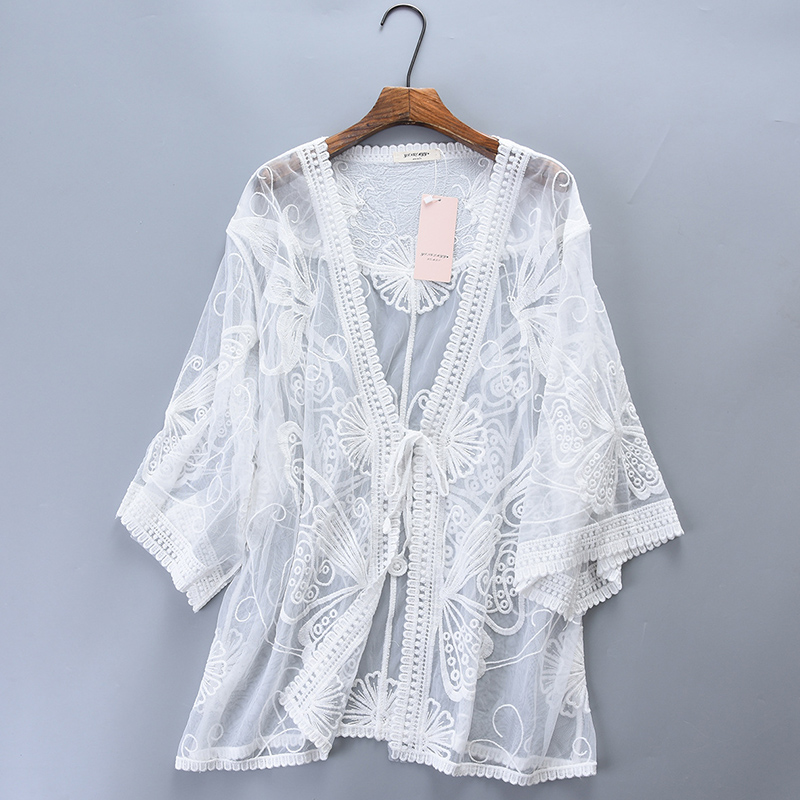 Summer Casual Sweet Seaside Ho - Embroidery Cardigan avis et prix