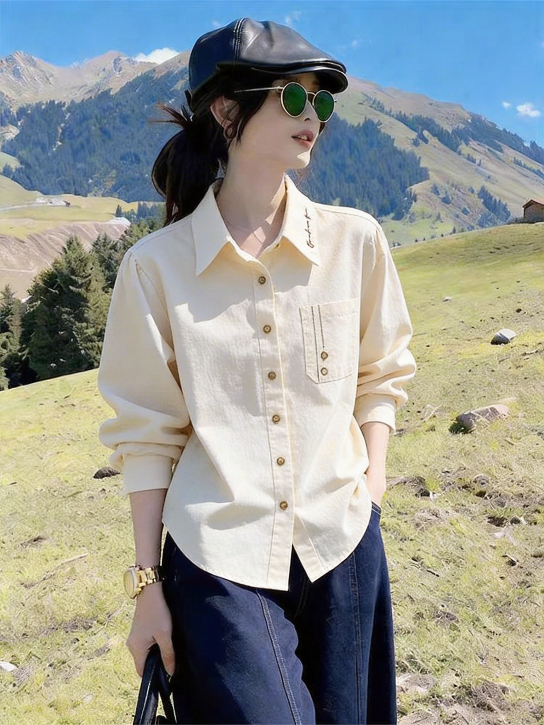 High Quality Milk Apricot Colo - Embroidery Cardigan avis et prix