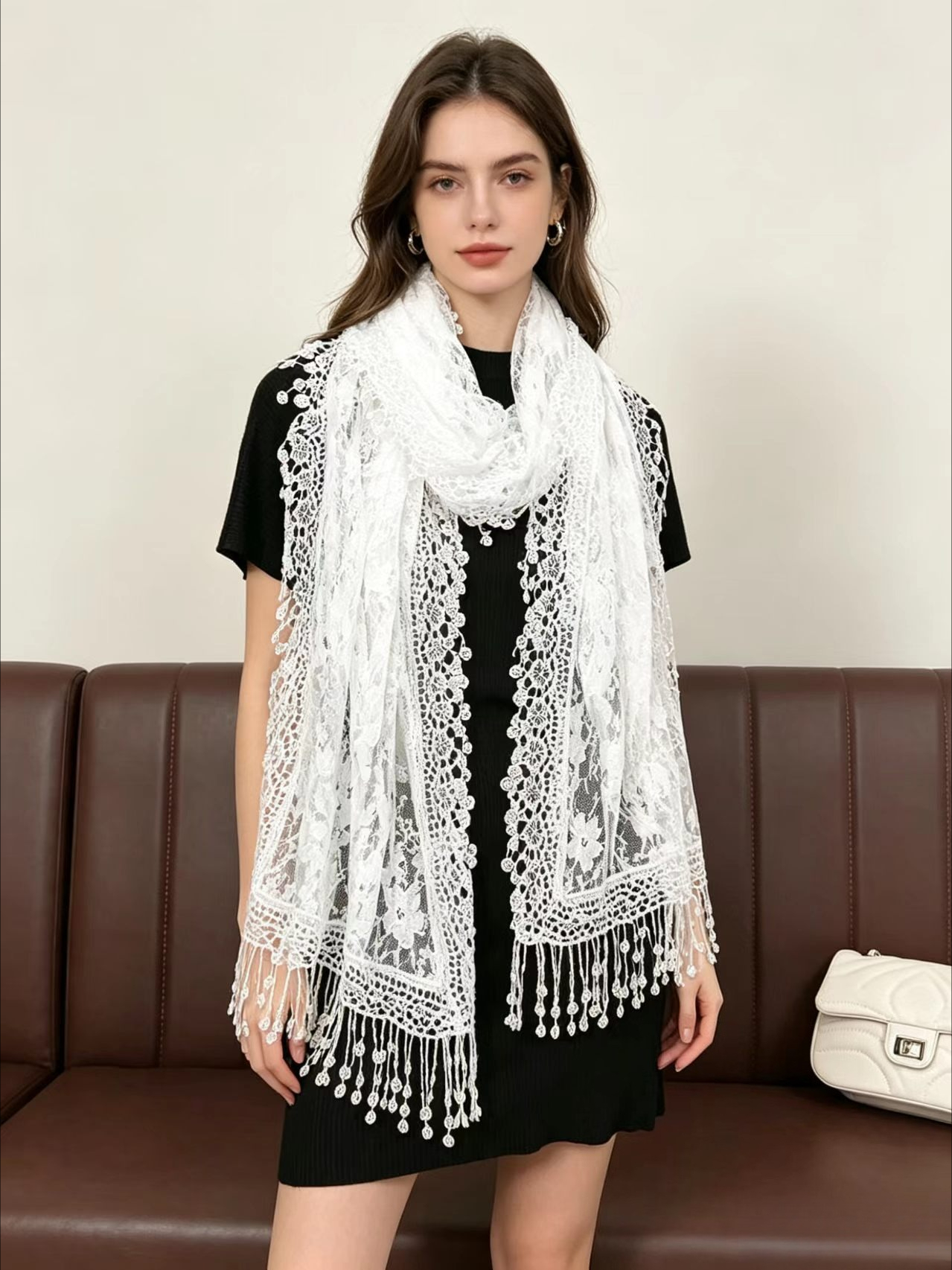 New Embroidery Lace Scarf Shaw - Embroidery Veil avis et prix