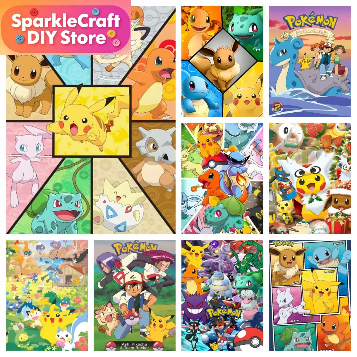 1pc frameless Cartoon Pokemon  - Embroidery X Stitch avis et prix