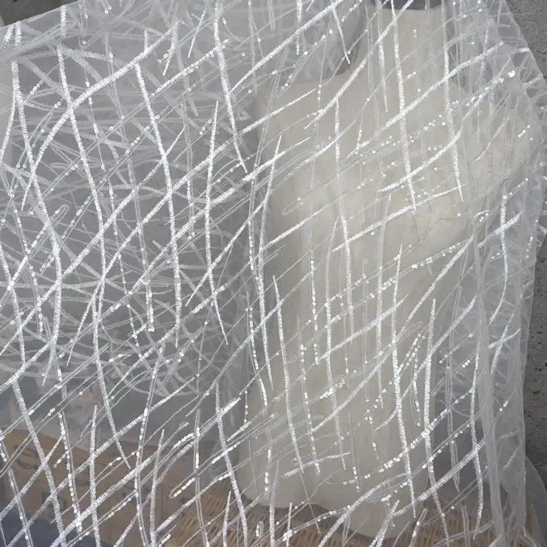 Heavy Sequins Lace fabric Flow - Embroidery Veil avis et prix