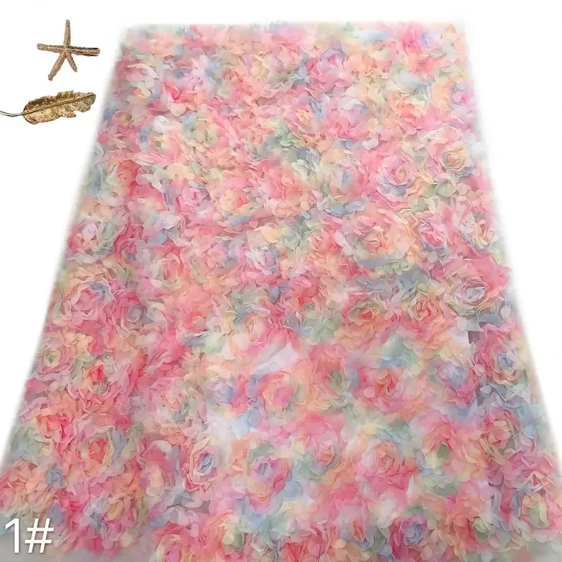 3d chiffon rose flower lace fa - Embroidery Veil avis et prix