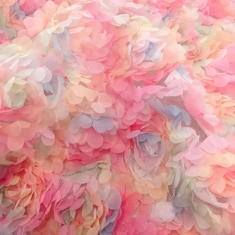 3d chiffon rose flower lace fa - Embroidery Veil avis et prix