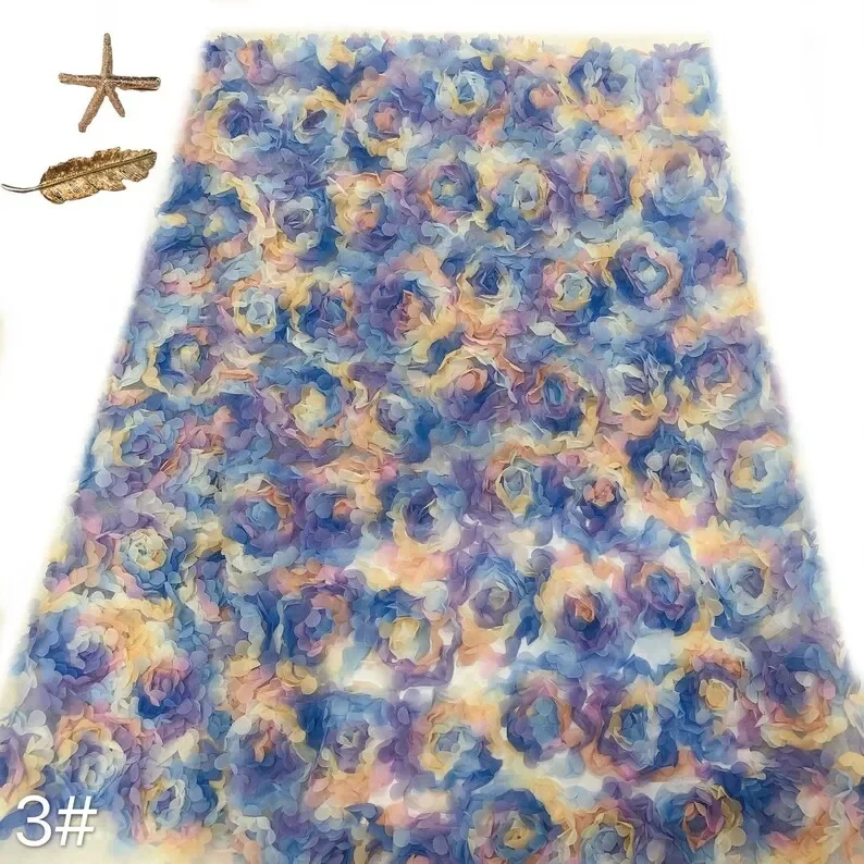 3d chiffon rose flower lace fa - Embroidery Veil avis et prix