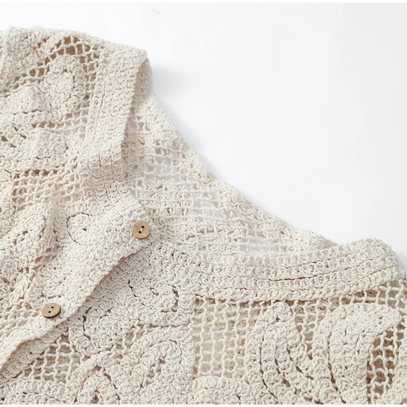 Women's Crochet Knit Shirts Bu - Embroidery Cardigan avis et prix