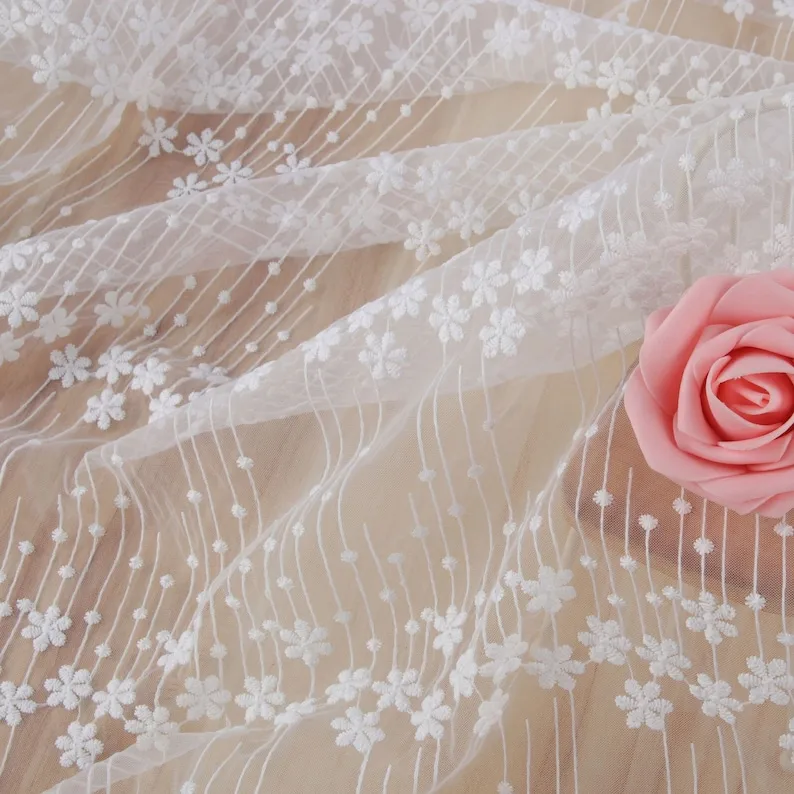 1 yard flower embroidery Lace  - Embroidery Veil avis et prix