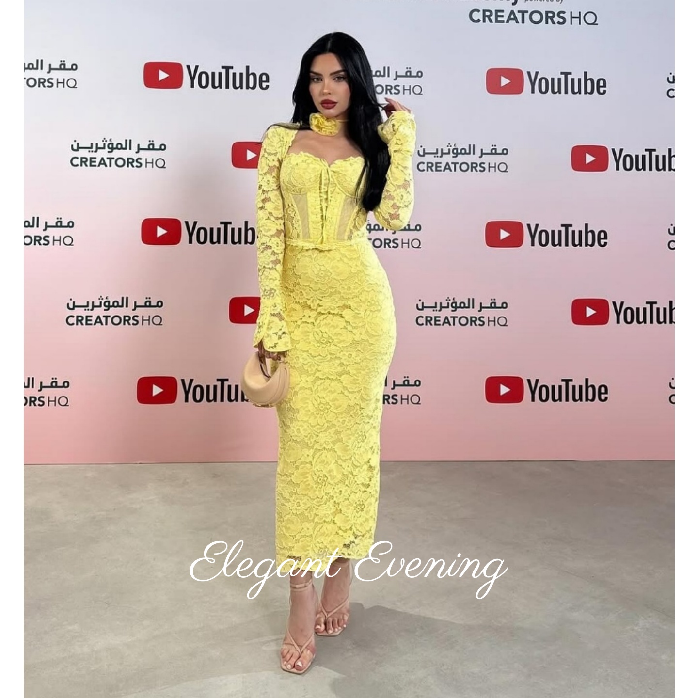 Yellow Lace Prom Dress Mermaid - Embroidery Yellow Flower avis et prix