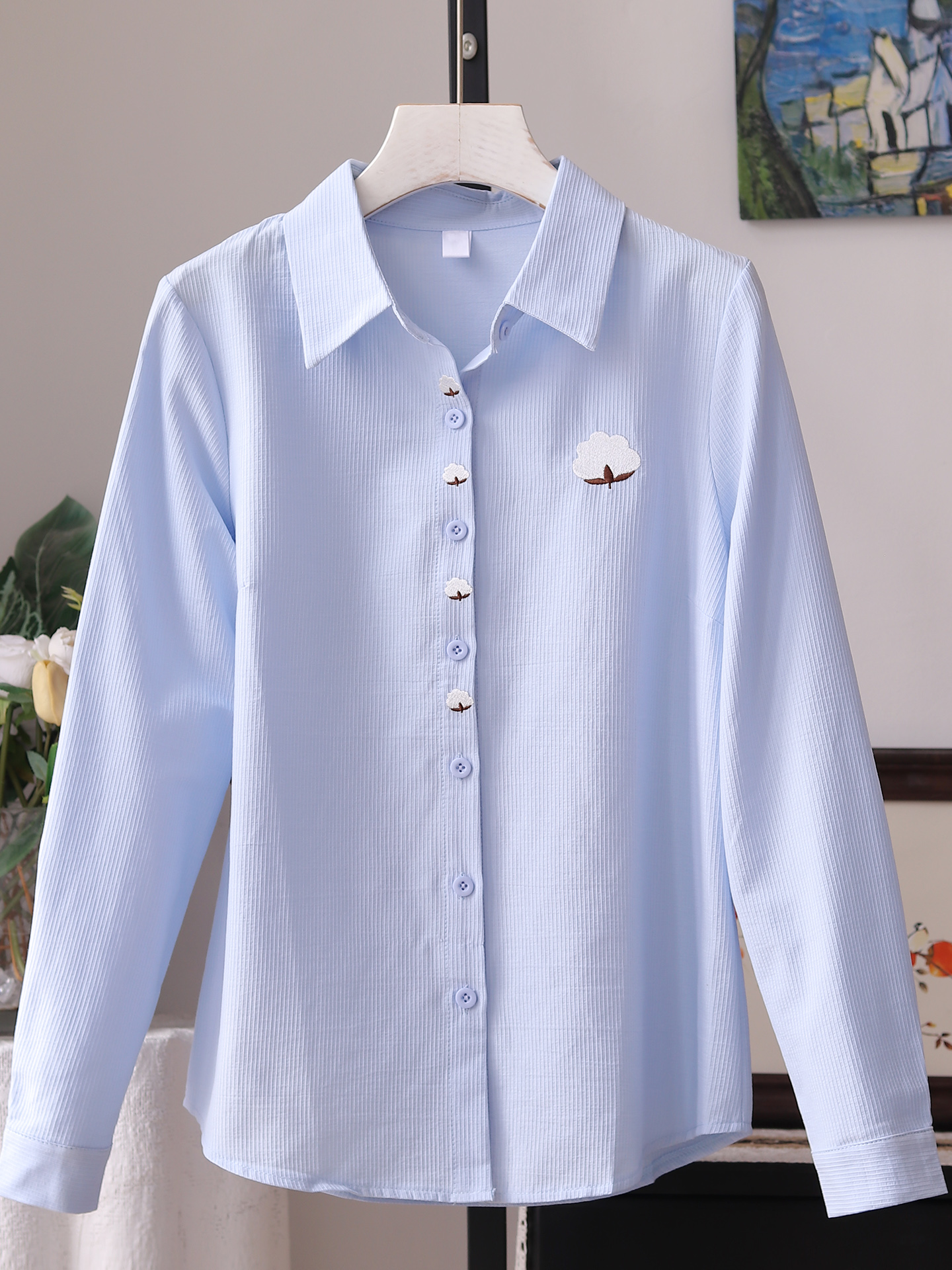 Casual Cotton Shirt Women Long - Embroidery Cardigan avis et prix