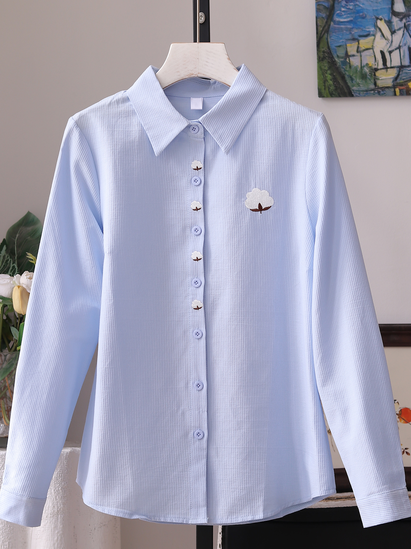 Casual Cotton Shirt Women Long - Embroidery Cardigan avis et prix