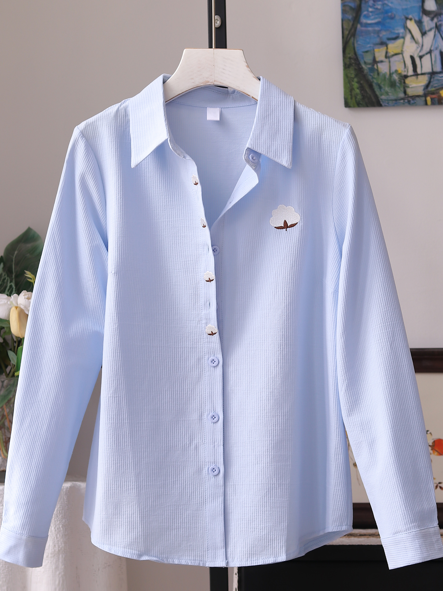 Casual Cotton Shirt Women Long - Embroidery Cardigan avis et prix