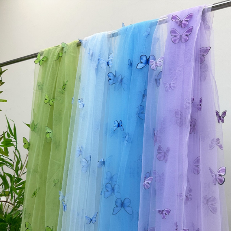 3D Butterfly Embroidery Tulle  - Embroidery Net Fabric avis et prix