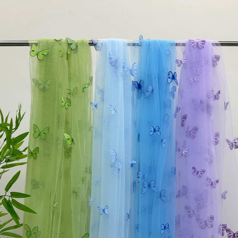 3D Butterfly Embroidery Tulle  - Embroidery Net Fabric avis et prix