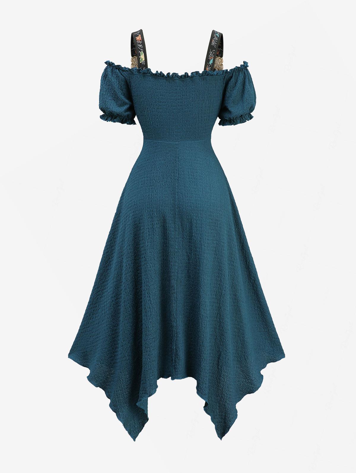 Plus Size Casual Deep Green Dr - Embroidery Texture avis et prix