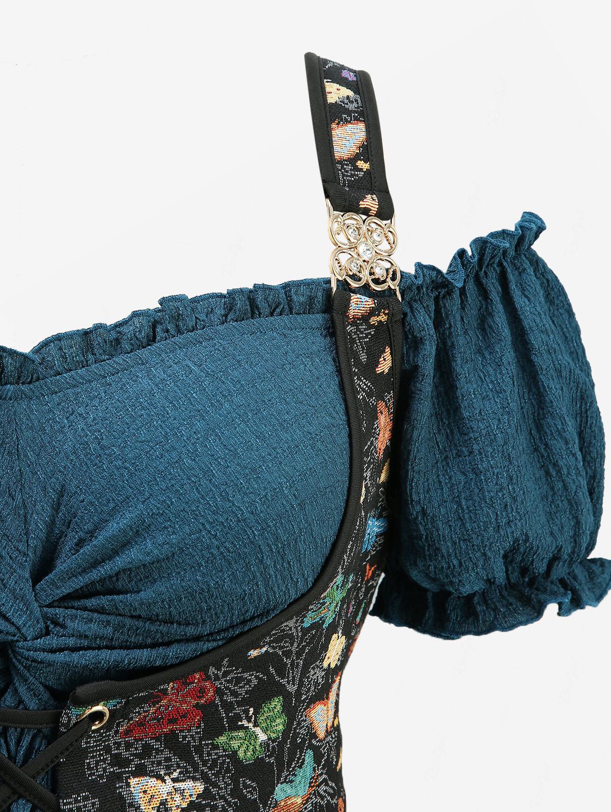 Plus Size Casual Deep Green Dr - Embroidery Texture avis et prix