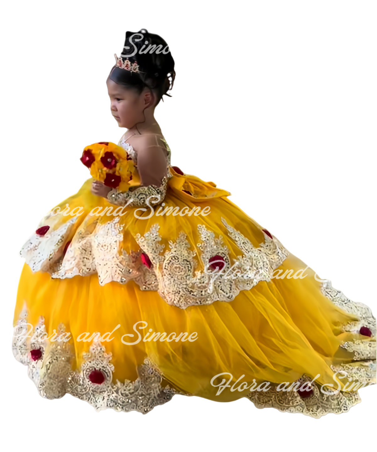 Yellow Flower Girl Dress For W - Embroidery Yellow Flower avis et prix