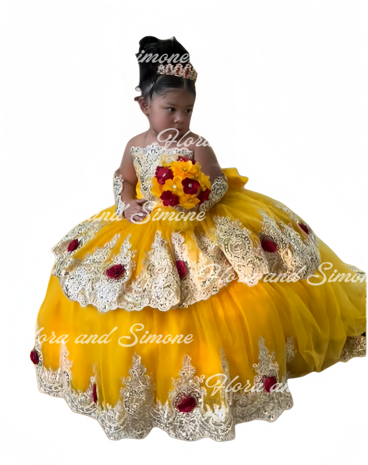 Yellow Flower Girl Dress For W - Embroidery Yellow Flower avis et prix