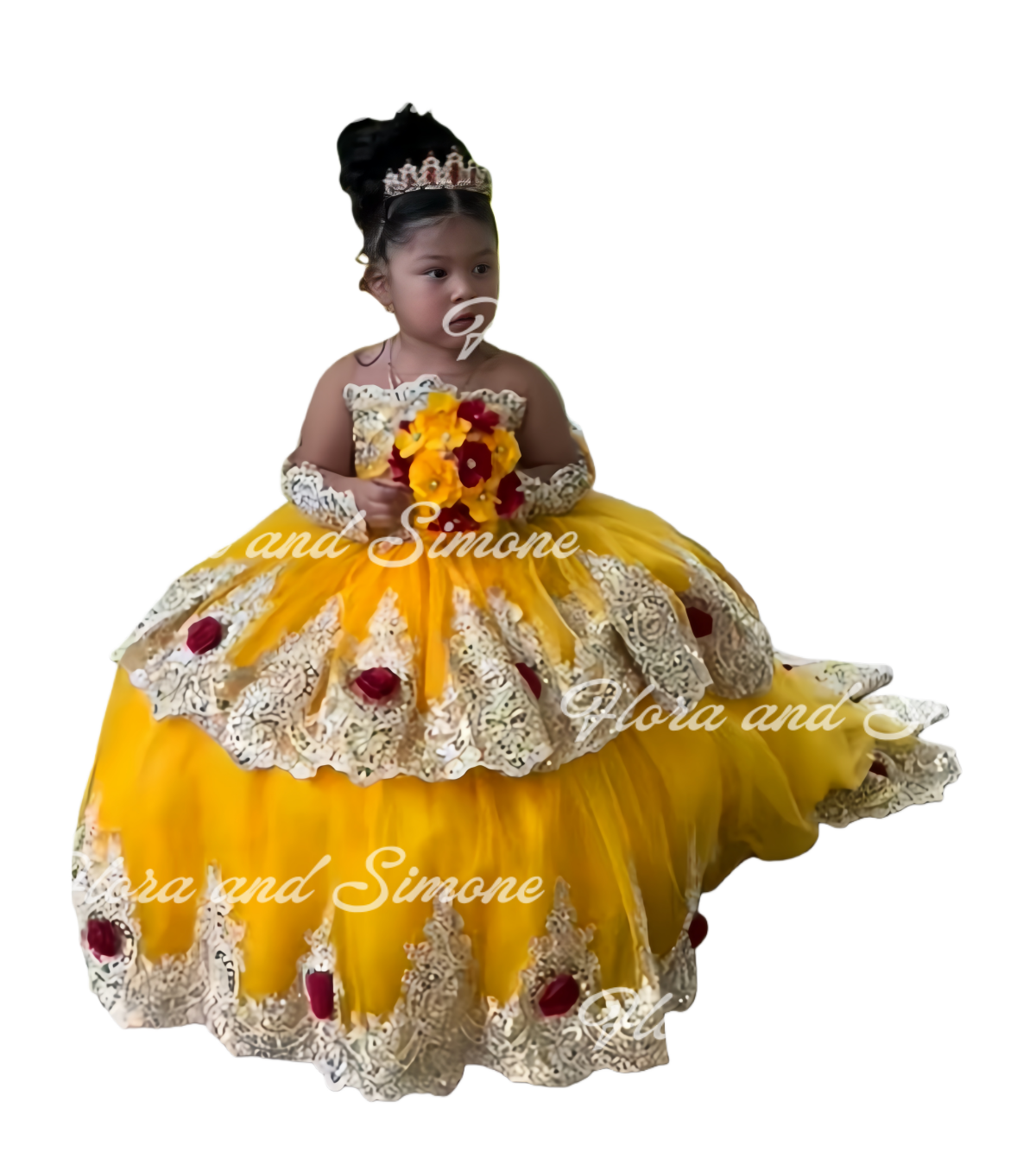 Yellow Flower Girl Dress For W - Embroidery Yellow Flower avis et prix